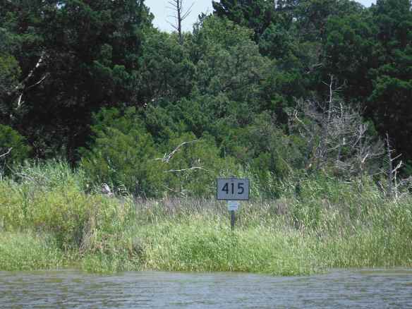 This is the first mile marker sign we have seen on the ICW.  415 miles to go!
