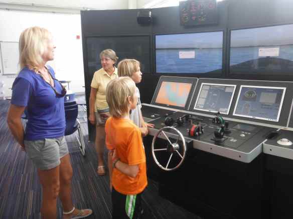 Simulator in the school where students can earn time towards their captains license.
